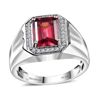Rhapsody 950 Platinum AAAA Ouro Fino Rubellite and E-F VS2 Diamond Men's Ring (Size 8.0) 3.35 ctw