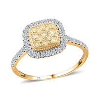 14K Yellow Gold Natural Yellow and White Diamond Ring (Size 4.5) 1.00 ctw