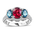 Ouro Fino Rubellite and Multi Gemstone Ring in Rhodium Over Sterling Silver (Size 6.0) 2.90 ctw - Sticky add to cart bar