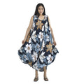 Tamsy Blue Art Pattern Midi Umbrella Dress - One Size Fits Most - Sticky add to cart bar
