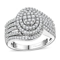 Diamond Bypass Ring in Rhodium Over Sterling Silver (Size 10.0) 1.00 ctw - Sticky add to cart bar