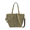 Italy Retro Noble Collection Green Genunie Leather Floral Embossed Crossbody Bag (16.9"x3.5"x11.8") with Shoulder Strap - Sticky add to cart bar