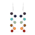 Multi Gemstone 25.00 ctw Seven Chakra Earrings in Rhodium Over Sterling Silver - Sticky add to cart bar