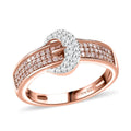 Natural Pink and White Diamond Buckle Ring in 18K Vermeil RG Over Sterling Silver (Size 10.0) 0.33 ctw - Sticky add to cart bar