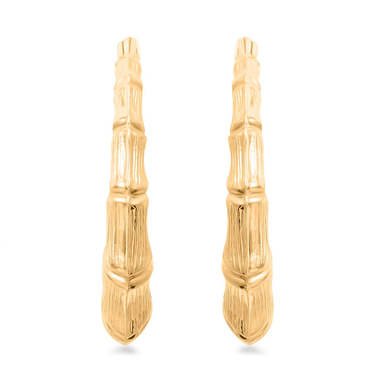 10K Yellow Gold Bamboo Hoop Earrings 2.60 Grams