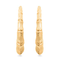 10K Yellow Gold Bamboo Hoop Earrings 2.60 Grams