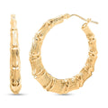 10K Yellow Gold Bamboo Hoop Earrings 3.80 Grams - Sticky add to cart bar
