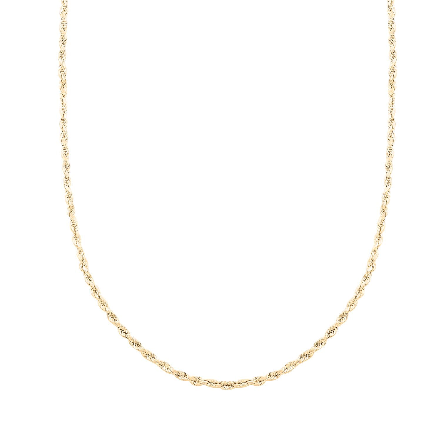 10K Yellow Gold 2.5mm Rope Necklace 16 Inches 2.40 Grams