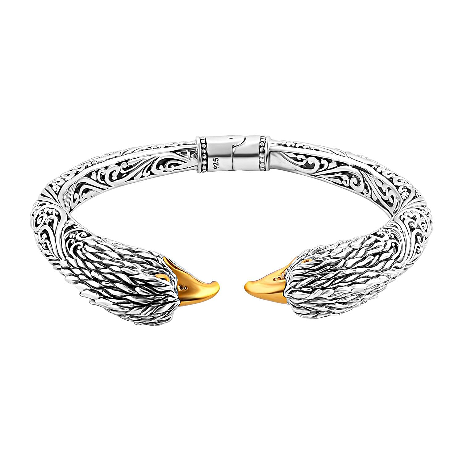 Bali Legacy 22K Vermeil YG Over Sterling Silver Eagle Bangle Bracelet (7.25 In) (32.80 g)
