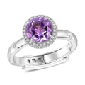 Rose De France Amethyst, White Zircon Ring in Rhodium Over Sterling Silver (Size 7.0) 2.10 ctw - Sticky add to cart bar