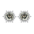 Montezuma Prasiolite and White Zircon 5.65 ctw Sunburst Stud Earrings in Rhodium Over Sterling Silver - Sticky add to cart bar
