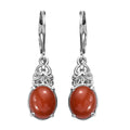 Red Jade Lever Back Earrings in Stainless Steel 6.40 ctw - Sticky add to cart bar