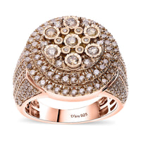 Natural Champagne Diamond Ring in Vermeil RG Over Sterling Silver (Size 10.0) 1.50 ctw