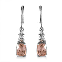 Morganique Quartz (Triplet) and Simulated Champagne Diamond 3.60 ctw Lever Back Earrings in Stainless Steel