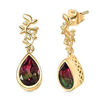 Watermelon Quartz Triplet Earrings in 18K Vermeil YG Over Sterling Silver 7.20 ctw