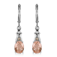 Morganique Quartz (Triplet) and Simulated Champagne Diamond 2.75 ctw Lever Back Earrings in Stainless Steel