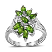 Chrome Diopside 0.90 ctw Ring in Rhodium Over Sterling Silver (Size 9.0)