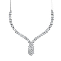 D'Joy Moissanite 19.35 ctw Waterfall Necklace in Rhodium Over Sterling Silver 18 Inches