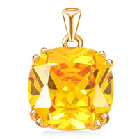 Simulated Canary Yellow Diamond 22.80 ctw Pendant without Chain in Vermeil Yellow Gold Over Sterling Silver