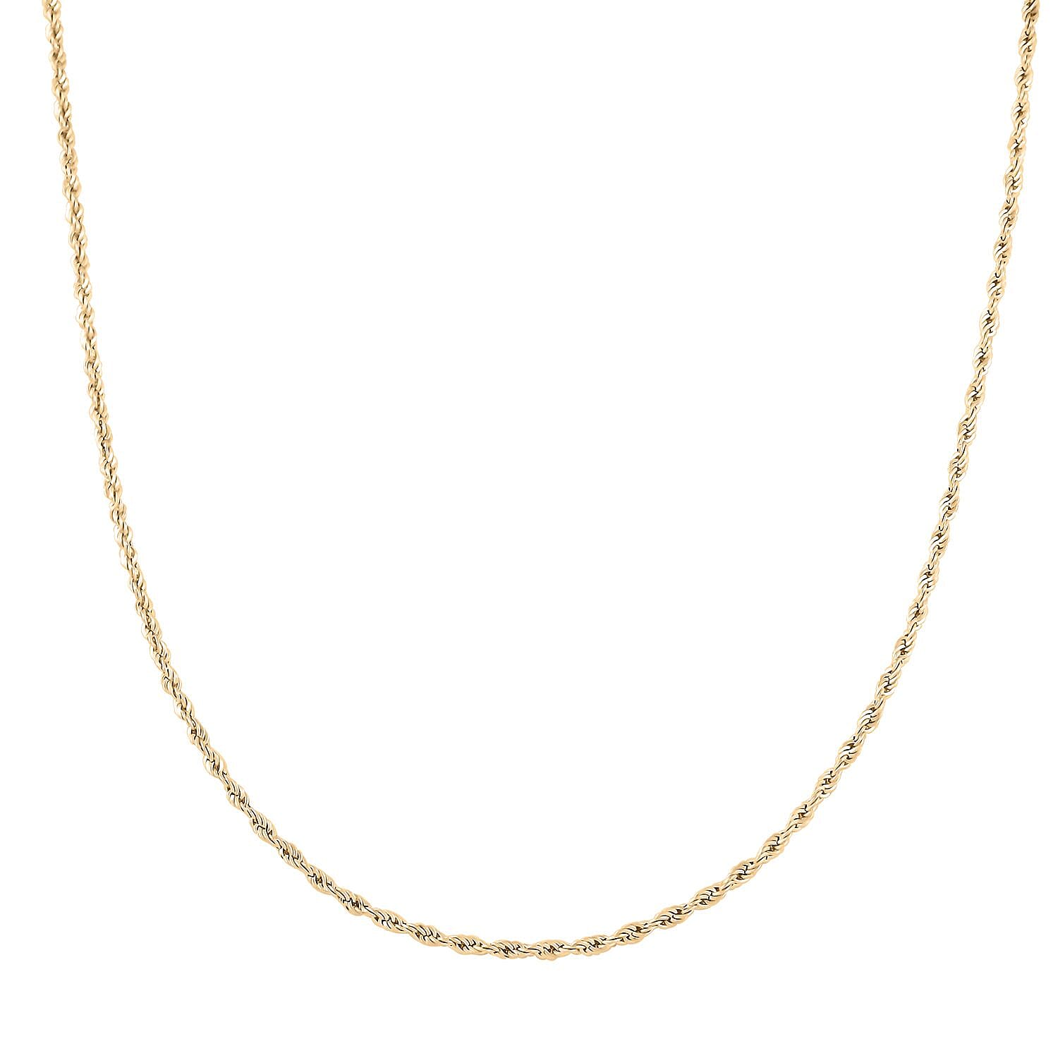 10K Yellow Gold 1.5mm Rope Necklace 22 Inches 1.40 Grams