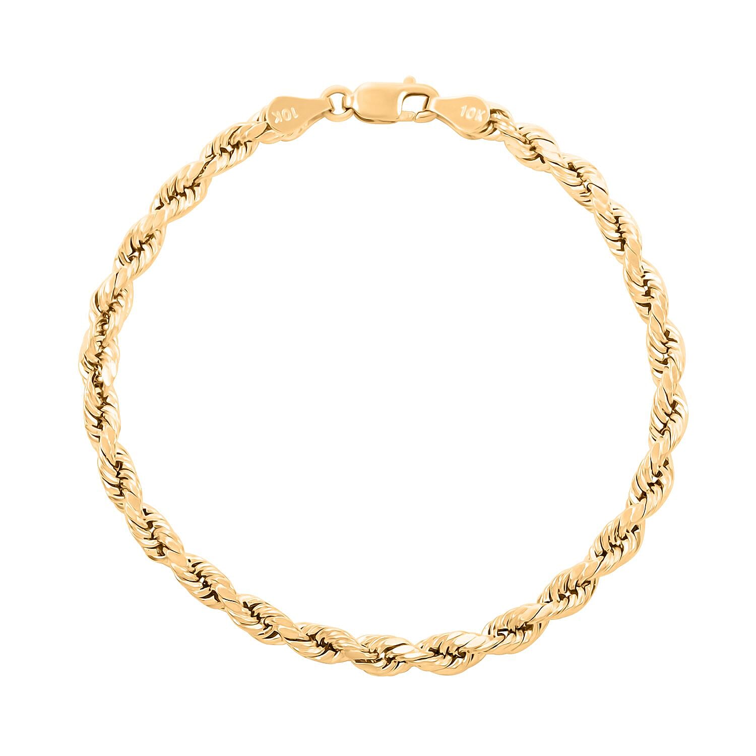 10K Yellow Gold 4mm Rope Bracelet (7.00 In) 2.40 Grams