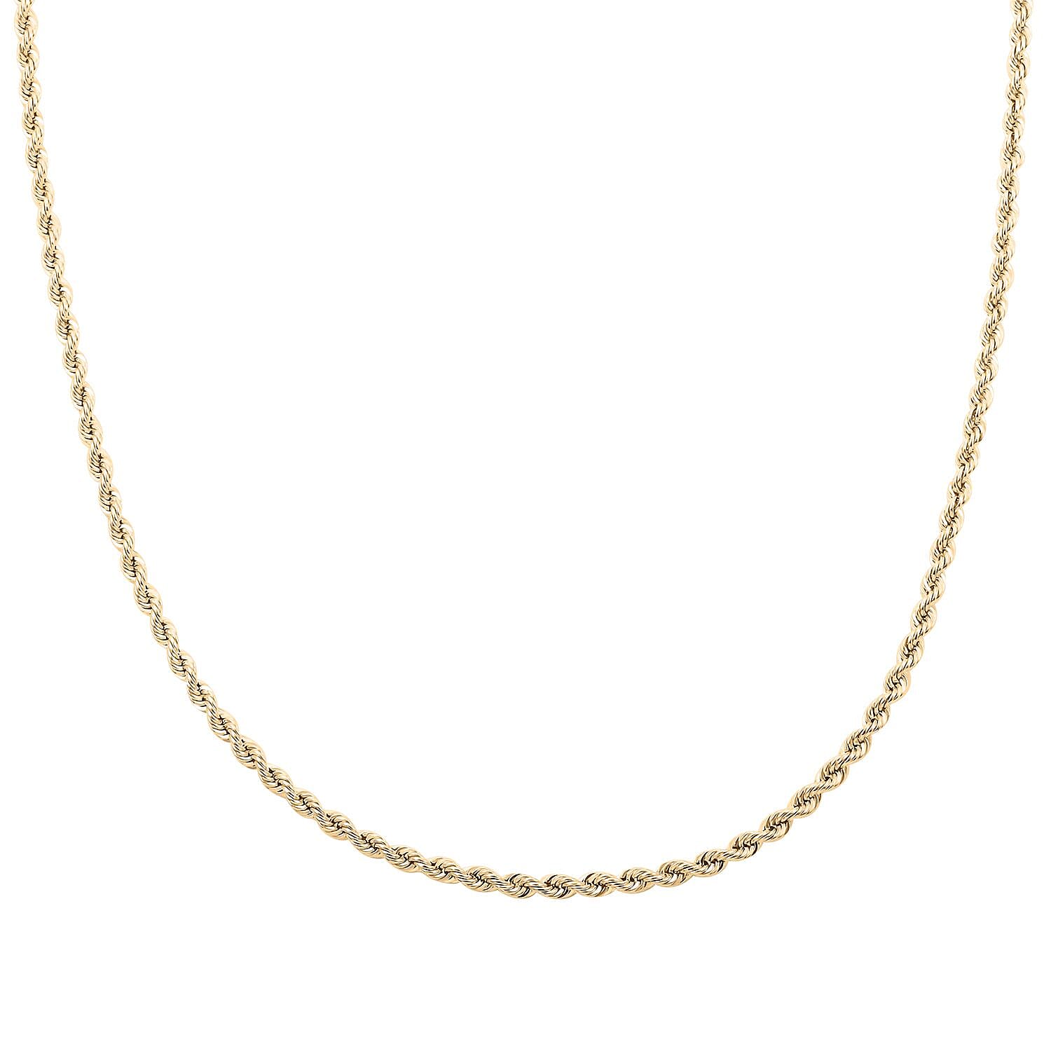 10K Yellow Gold 3mm Rope Necklace 24 Inches 4.5 Grams