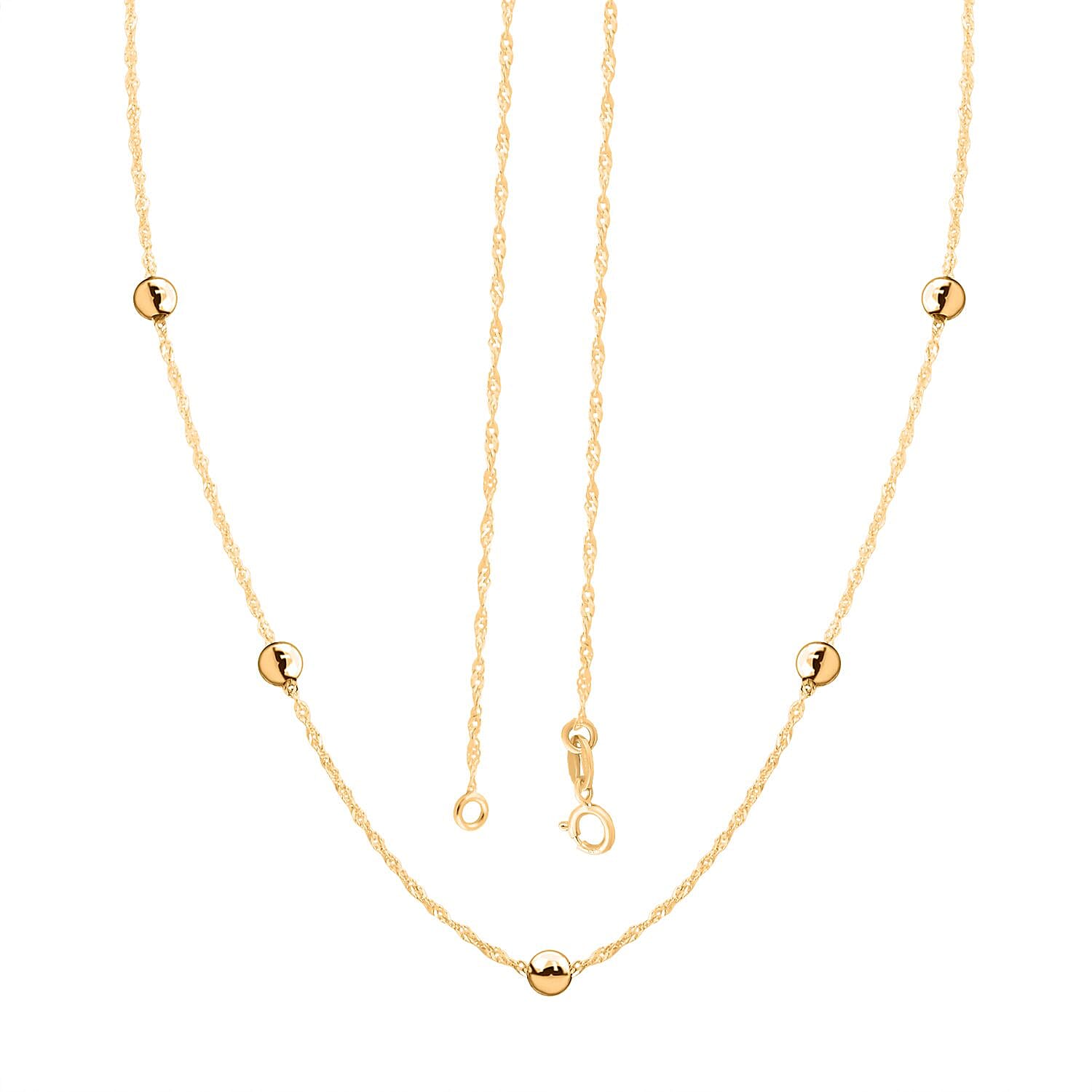Italian 10K Yellow Gold Beads Necklace 18 Inches 1.10 Grams