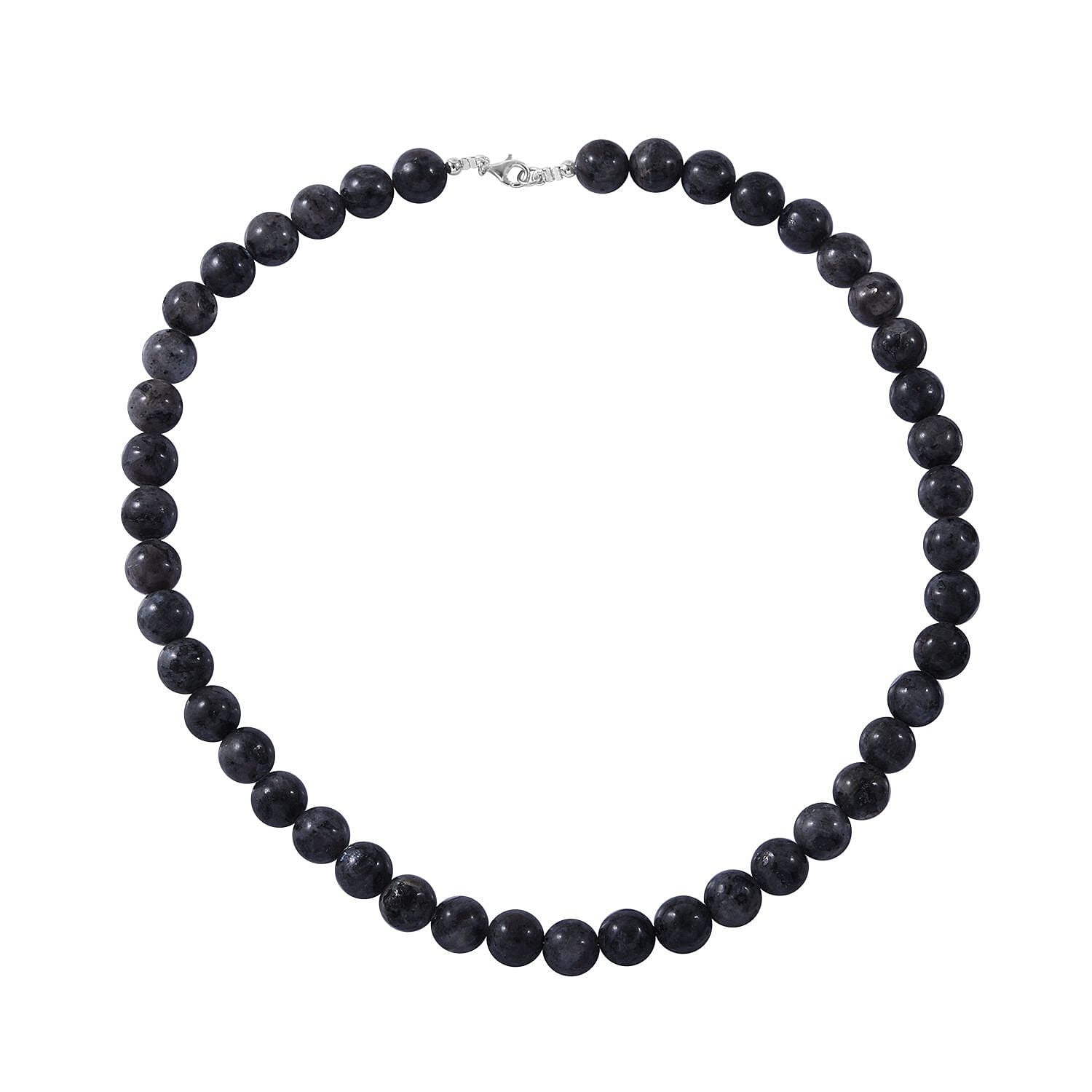 Larvikite 250.00 ctw Beaded Necklace in Sterling Silver 18 Inches