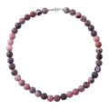 Pink Zebra Jasper 250.00 ctw Beaded Necklace in Sterling Silver 18 Inches - Sticky add to cart bar