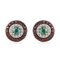 D'Joy Boyaca Colombian Emerald, Brown and White Zircon 0.85 ctw Mystic Halo Earrings in 18K Vermeil Yellow Gold Over Sterling Silver - Sticky add to cart bar