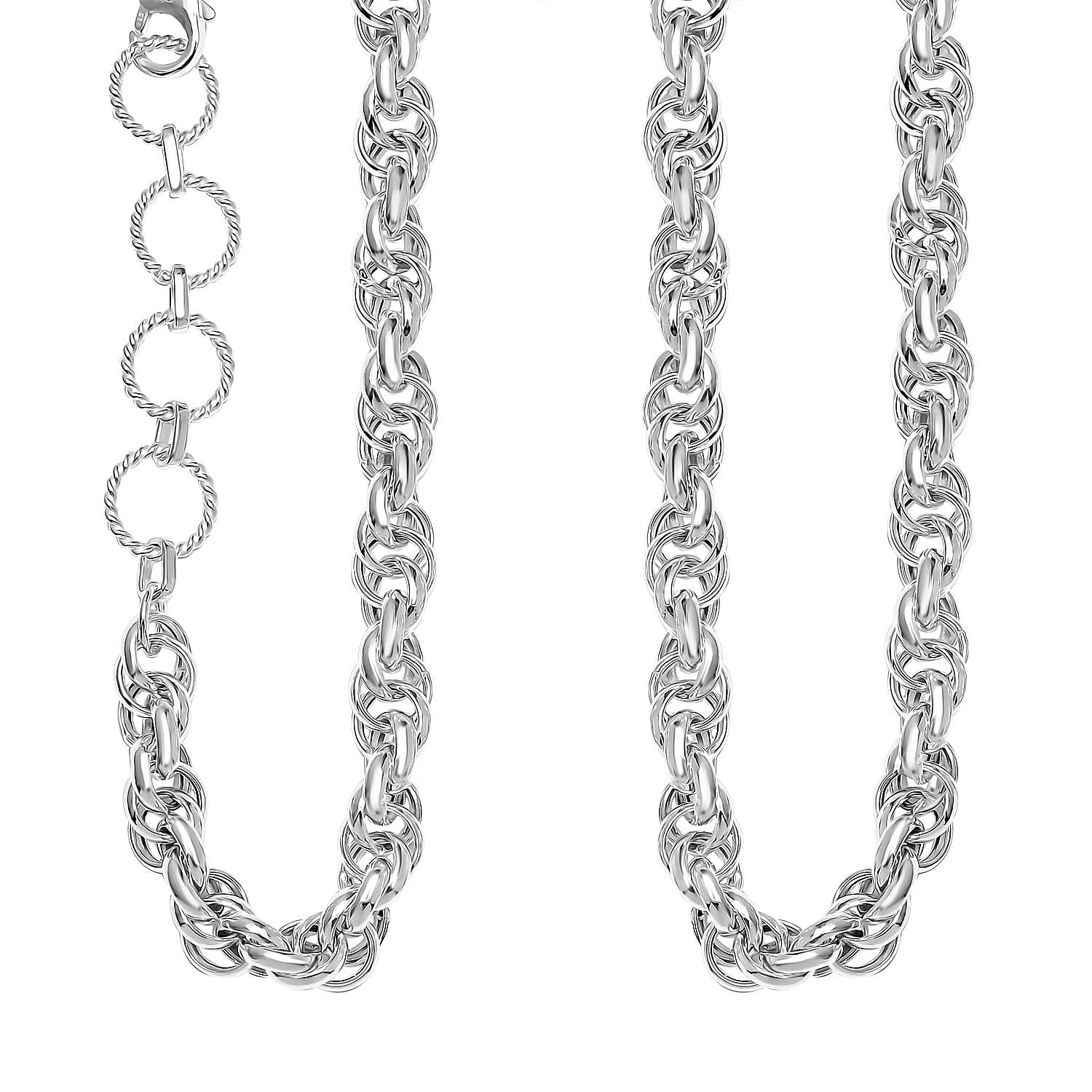 Sterling Silver Spiral Round Link Chain Necklace 18-20 Inches 20 Grams
