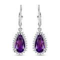 African Amethyst and White Zircon 4.10 ctw Lever Back Earrings in Rhodium Over Sterling Silver - Sticky add to cart bar