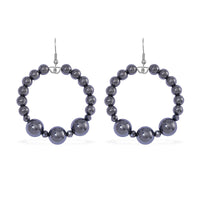 Terahertz Beaded Hoop Earrings in Stainless Steel 75.00 ctw