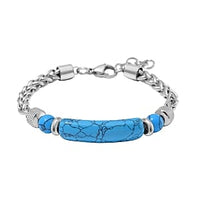 Blue Howlite Bracelet in Stainless Steel (7.00 In) 25.00 ctw