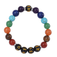 Multi Gemstone 170.00 ctw Beaded Stretch Chakra Bracelet in Stainless Steel
