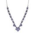 Tanzanite 8.80 ctw Bromeliad Floral Necklace in Rhodium Over Sterling Silver 18-20 Inches - Sticky add to cart bar