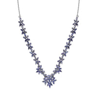 Tanzanite 8.80 ctw Bromeliad Floral Necklace in Rhodium Over Sterling Silver 18-20 Inches