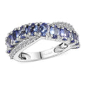 Tanzanite, White Zircon Ring in Rhodium Over Sterling Silver (Size 10.0) 2.35 ctw - Sticky add to cart bar