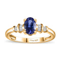 AAA Tanzanite and Diamond 0.70 ctw Ring in 18K Vermeil Yellow Gold Over Sterling Silver (Size 10.0) - Sticky add to cart bar
