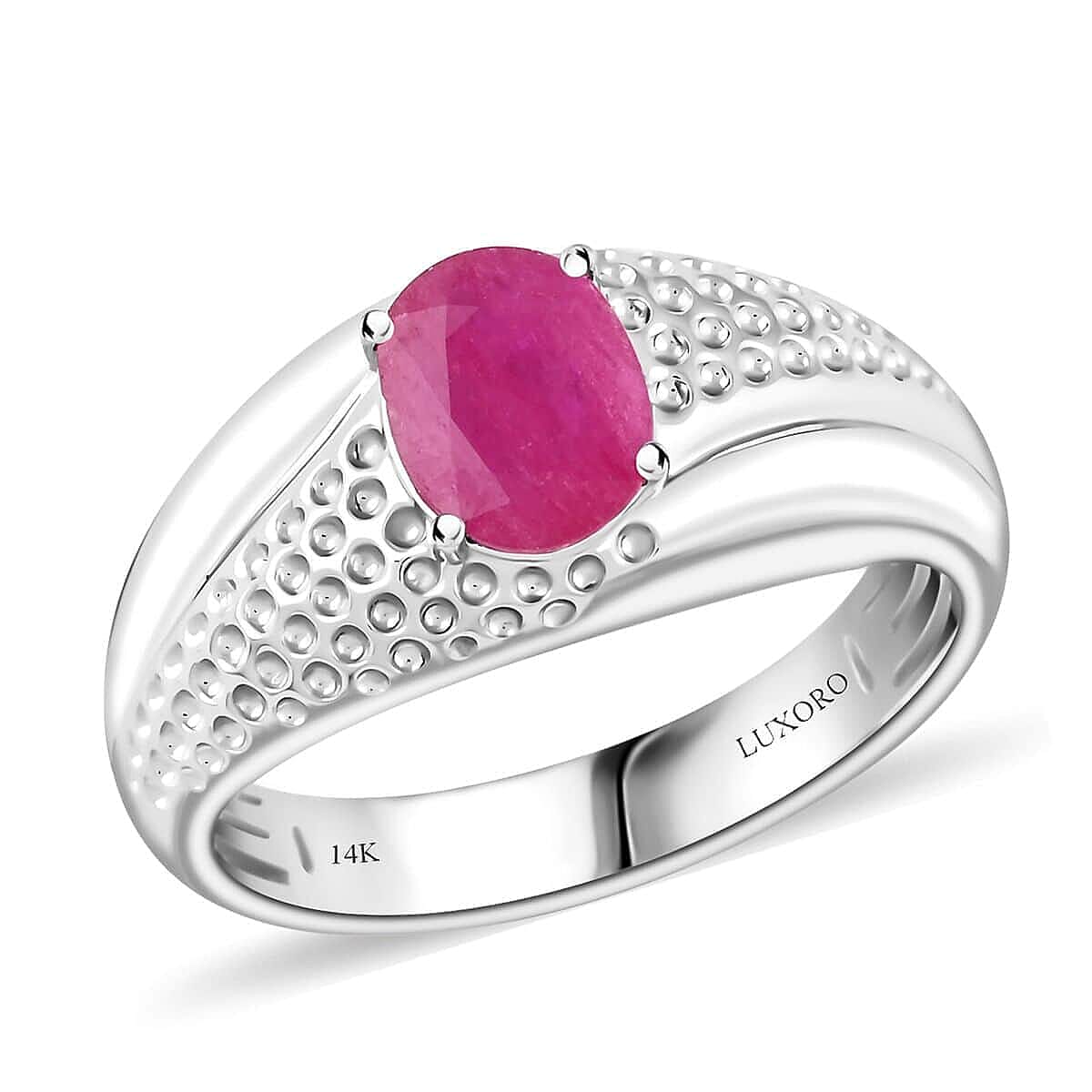 Certified & Appraised Luxoro AAA Mozambique Ruby 2.25 ctw Solitaire Men's Ring in 14K White Gold 8.46 Grams