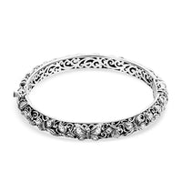 TLV Bali Legacy Sterling Silver Butterfly Bangle Bracelet (6.50 In) (26.61 g)