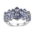 Tanzanite Cluster Ring in Rhodium Over Sterling Silver (Size 10.0) 2.70 ctw - Sticky add to cart bar