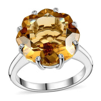 Brazilian Citrine 10.40 ctw Ring in Rhodium Over Sterling Silver
