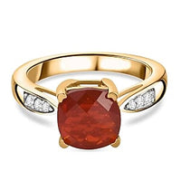 Mexican Cherry Fire Opal and Multi Gemstone 1.66 ctw Ring in Vermeil Yellow Gold Over Sterling Silver (Size 11.5)