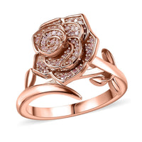 Natural Pink Diamond (I3) Rose Ring in 18K Vermeil RG Over Sterling Silver (Size 10.0) 0.25 ctw