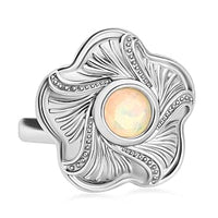 Ethiopian Welo Opal 0.84 ctw Ring in Platinum Over Sterling Silver (Size 5.5)