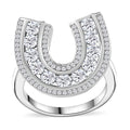 Moissanite 1.75 ctw Horseshoe Ring in Rhodium Over Sterling Silver - Sticky add to cart bar