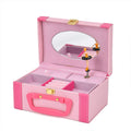 Rose Red and Pink Woven Texture Faux Leather 2 Layer Musical Jewelry Box - Sticky add to cart bar