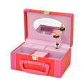 Rose Red and Red Woven Texture Faux Leather 2 Layer Musical Jewelry Box - Sticky add to cart bar