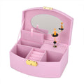 Pink Fan Shape Faux Leather Music Jewelry Box with Handle - Sticky add to cart bar